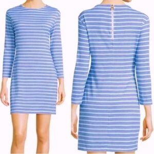 Sail to Sable blue and white striped cotton blend long sleeve dress, size Medium